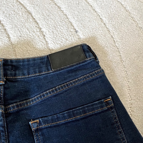 Whistles NEW Stretch Barrel Jeans in Dark Denim High-Waist Ankle Raw Hem Sz 26 - Picture 6 of 12